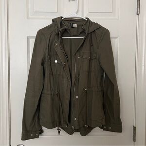 H&M Olive Green Hooded Utility Jacket